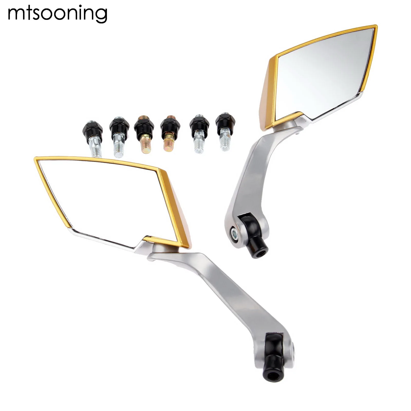 mtsooning 8/10mm Diamond Motorcycle Rear View Mirrors Universal