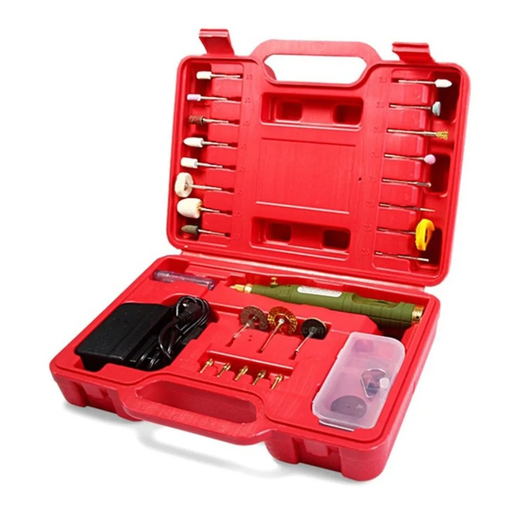 

Mini Electric Drill Multifunction Grinder Set Power Adapter Micro-drilling Tool Kit with Carry Case WL-800 For Carving Painting