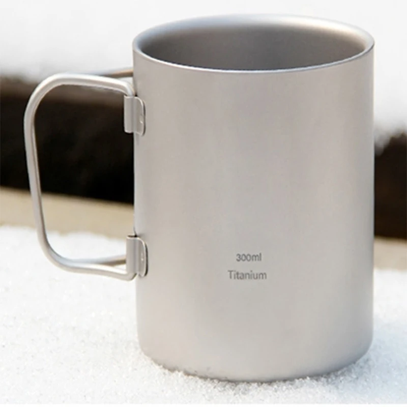 

Keith 300ml Mugs Folding Handle Double-wall Titanium Mug With Lid Thermo Cup Health Non-toxic Camping Drinkware Copos Ti3352