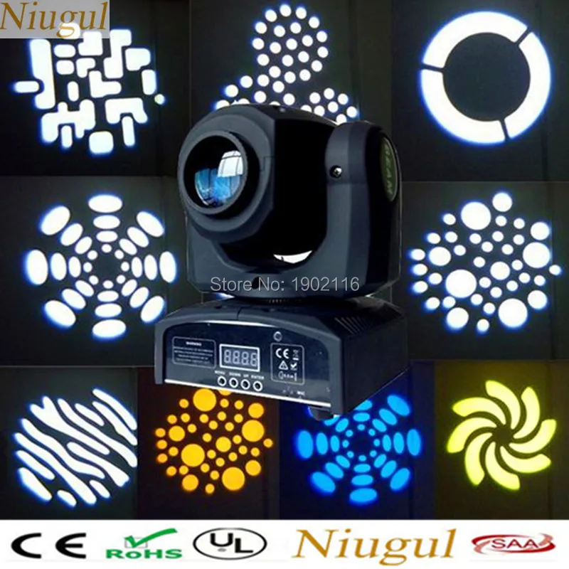 

Niugul LED Spot light 10w gobo moving head mini KTV led Pattern light party decoration 10w DMX LED moving head disco dj lighting