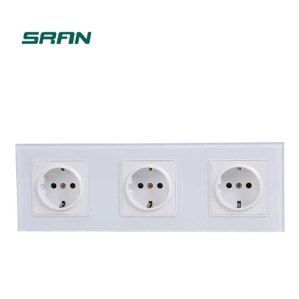 3 gang Germany Standard Electrical Switch Socket 16A 250V Crystial