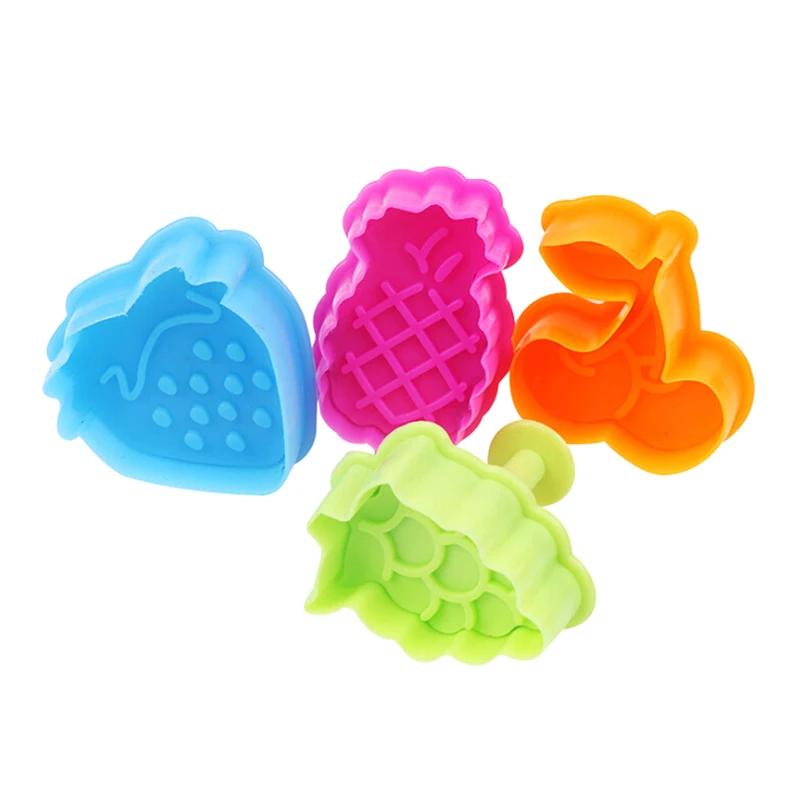 

4 Pcs/Lot Fruit Series Plastic Cookie Cutters Cake Fondant Biscuit Mold Bakeware Strawberry Grape Cherry Pineapple Shapes