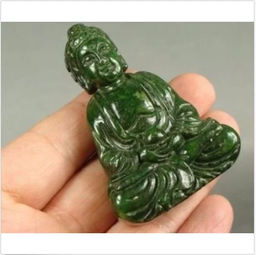 

Classic Carved Buddha Pendant Deep Green Stone Big size Pendants Buddhism Buddha Lucky Gift 60mm / 2.4inch