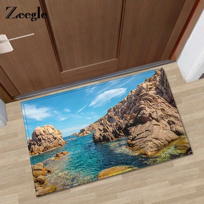 

Zeegle Scene Doormat For Entrance Door Water Proof Kitchen Area Rug Bedroom Carpets Floor Mats Anti-slip Bathroom Bath Mat