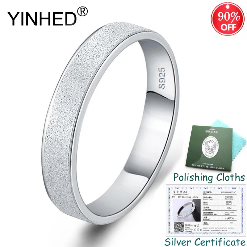Отправлен Серебряный сертификат! YINHED модные матовые кольца для пар 100%
