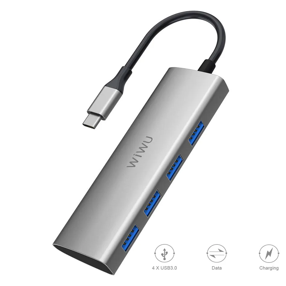 

WIWU USB Hub 4 Ports Multi USB Adapter for MacBook Pro Air USB Splitter Type C Hub for Samsung Fast Charging Laptop USB Hub 3.0