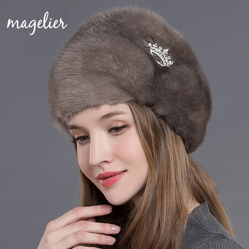 Magier, шапки из натурального меха для женщин, зимние теплые роскошные шапки из натурального меха норки с короной, модные брендовые шапки, Новое поступление, MZ013
