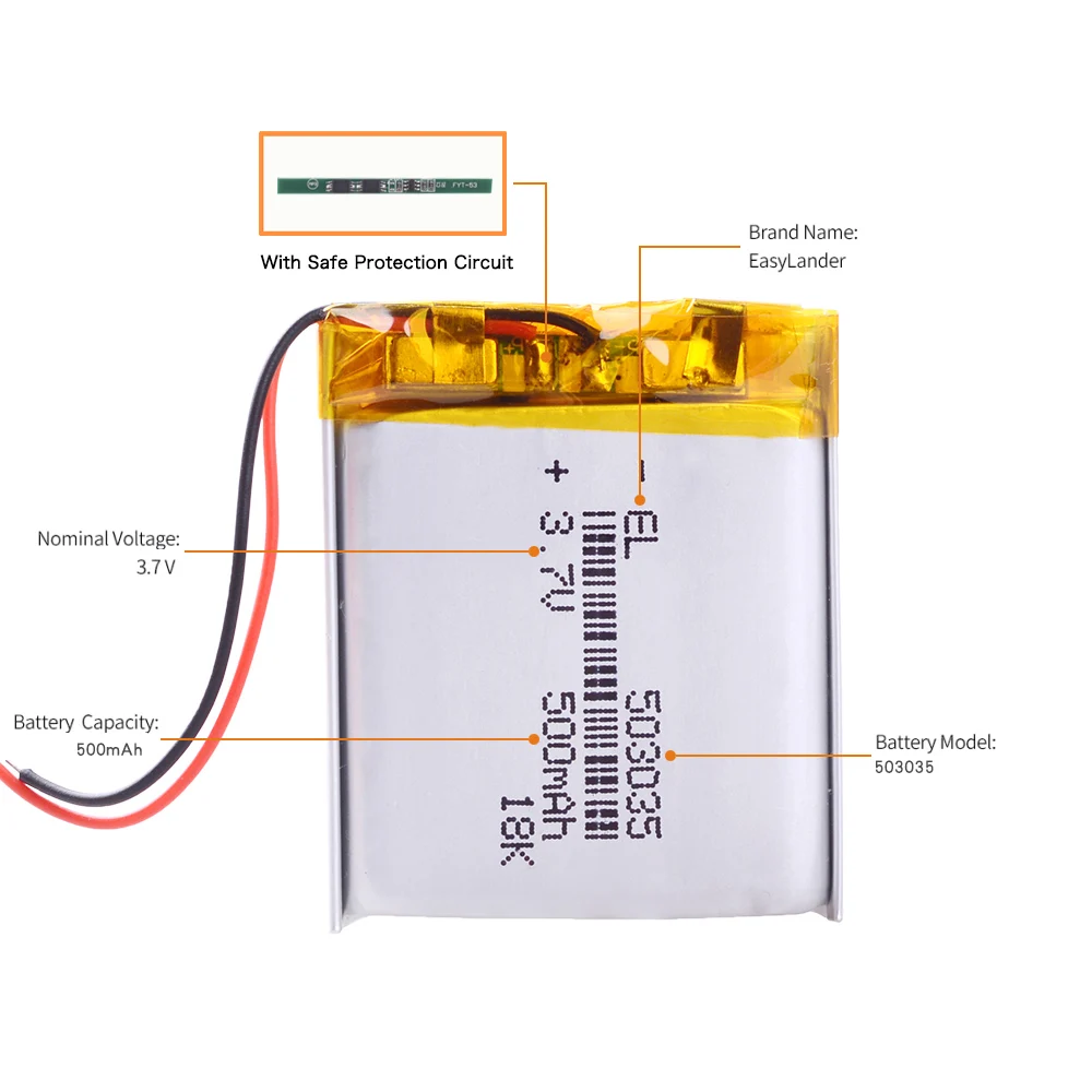 503035 3,7 v 500mah литиевая полимерная аккумуляторная батарея lexand LR-5000 dvr trendvision 718 ultimate dvr dod ls430w Регистратор