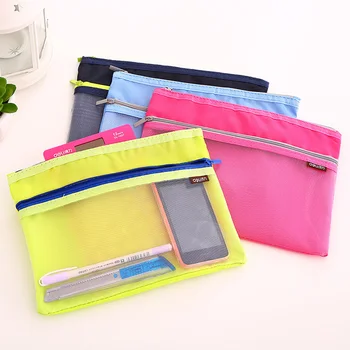 

Deli Double Layer A4/A5 Large Capacity Canvas File Folder Documents File Bag Stationery Filing Production Office School Supplies