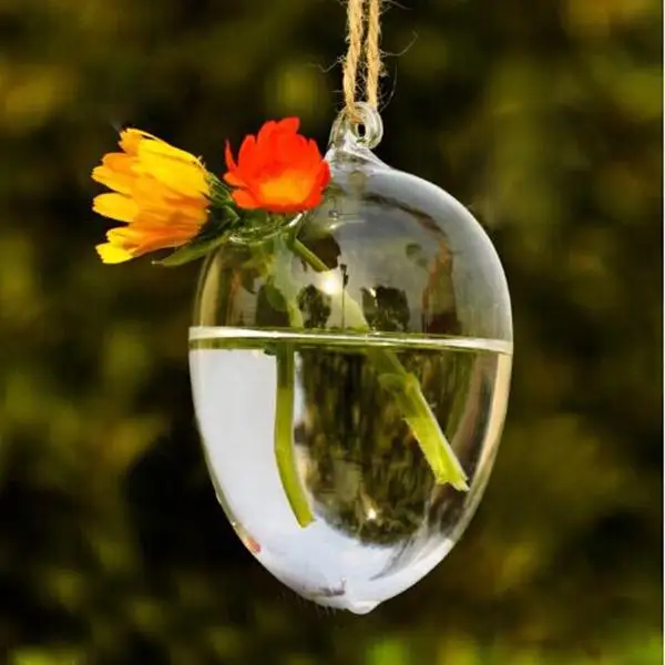 

Clear Egg Shape Glass Hanging Vase Bottle Terrarium Container Plant Flower DIY Wedding Garden Decor
