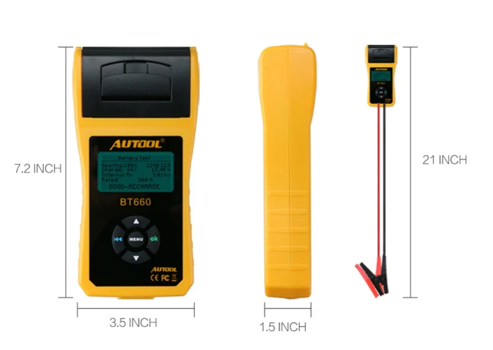 AUTOOL тестер для автомобильной батареи анализатор с принтером 12 в цифровой ремонтный цех авто Батарея CCA портативный диагностический инструмент бумага