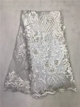 

Latest new laser cut 3d lace fabric white african lace fabrics 2018 high quality stone french lace fabric embroidered tulle lace