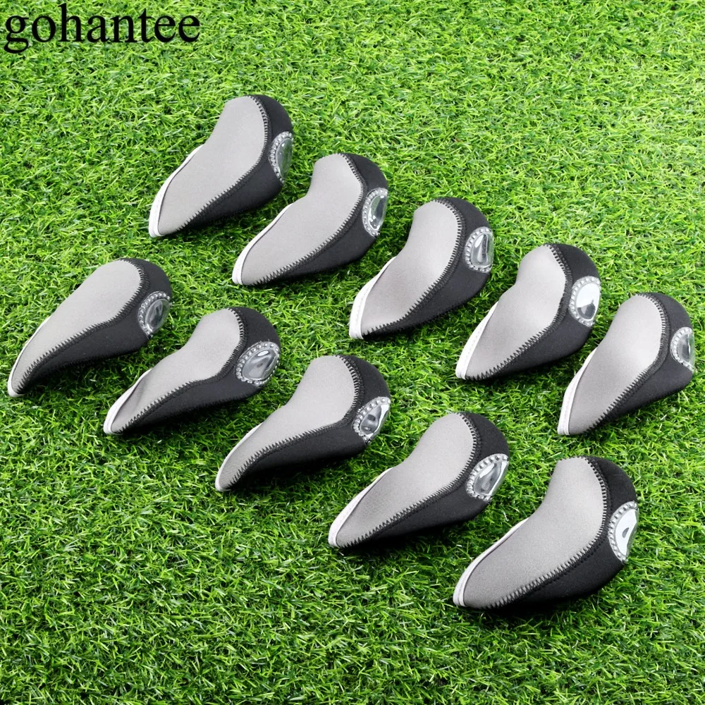 

Neoprene 10ps Golf Irons Headcover Iron Putter Head Protective Covers Golf Club Head Cover Golf Club Head Accessories Gray+Black