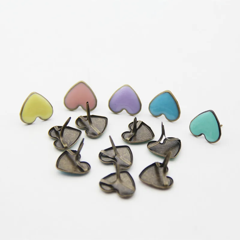 20pcs16mm смешанного металлического Lovely Heart ожерелье с штифтики для Скрапбукинг
