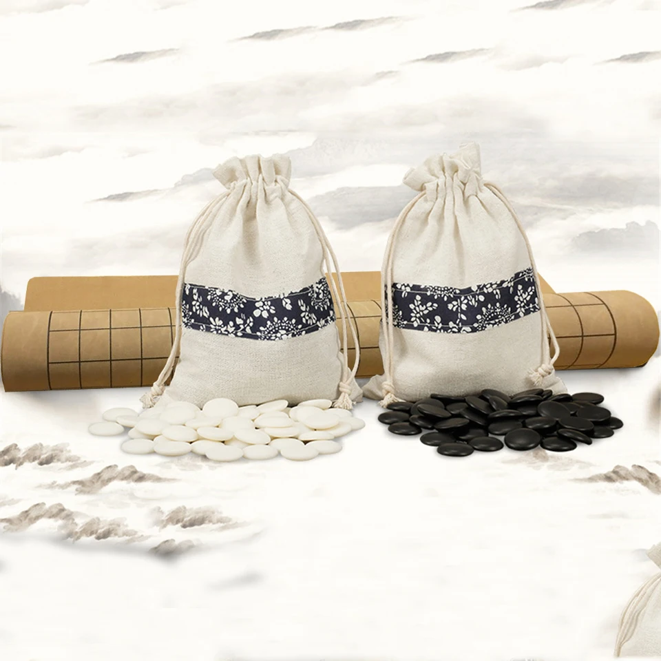 BSTFAMLY Go Chess 19 Road 361 Pcs/Set Chessman Diameter 2.2cm PU Chessboard Cloth Bag Chinese Old Game of Go Weiqi Toy Gift LB08