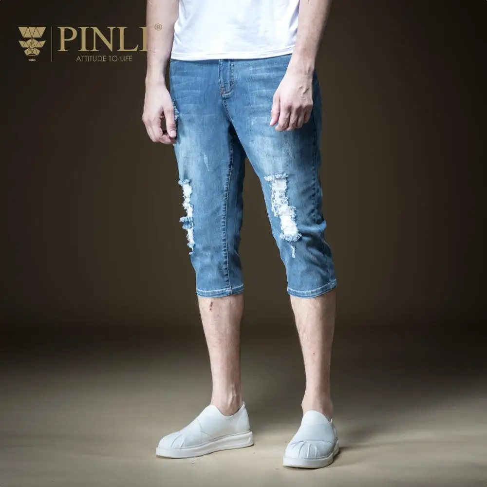 2019 Direct Selling Sale Jeans Men New Arrival Pinli Summer Men's Decoration Body Small Foot Hole Seven Points Tide B192516548 | Мужская
