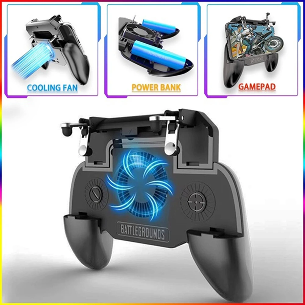 Building in 4000mah powerbank PUBG mobile Gamepad Gaming Controller with Cooling Fan Fire Game Joystick Metal Trigger