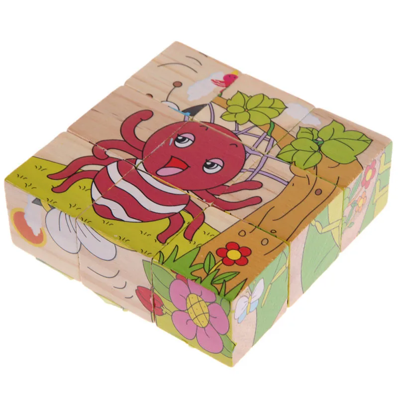 9 шт./компл. шесть сторон 3D головоломки Развивающие игрушки детские деревянные Волшебные кубики Головоломки Cube деревянная игрушка для Для