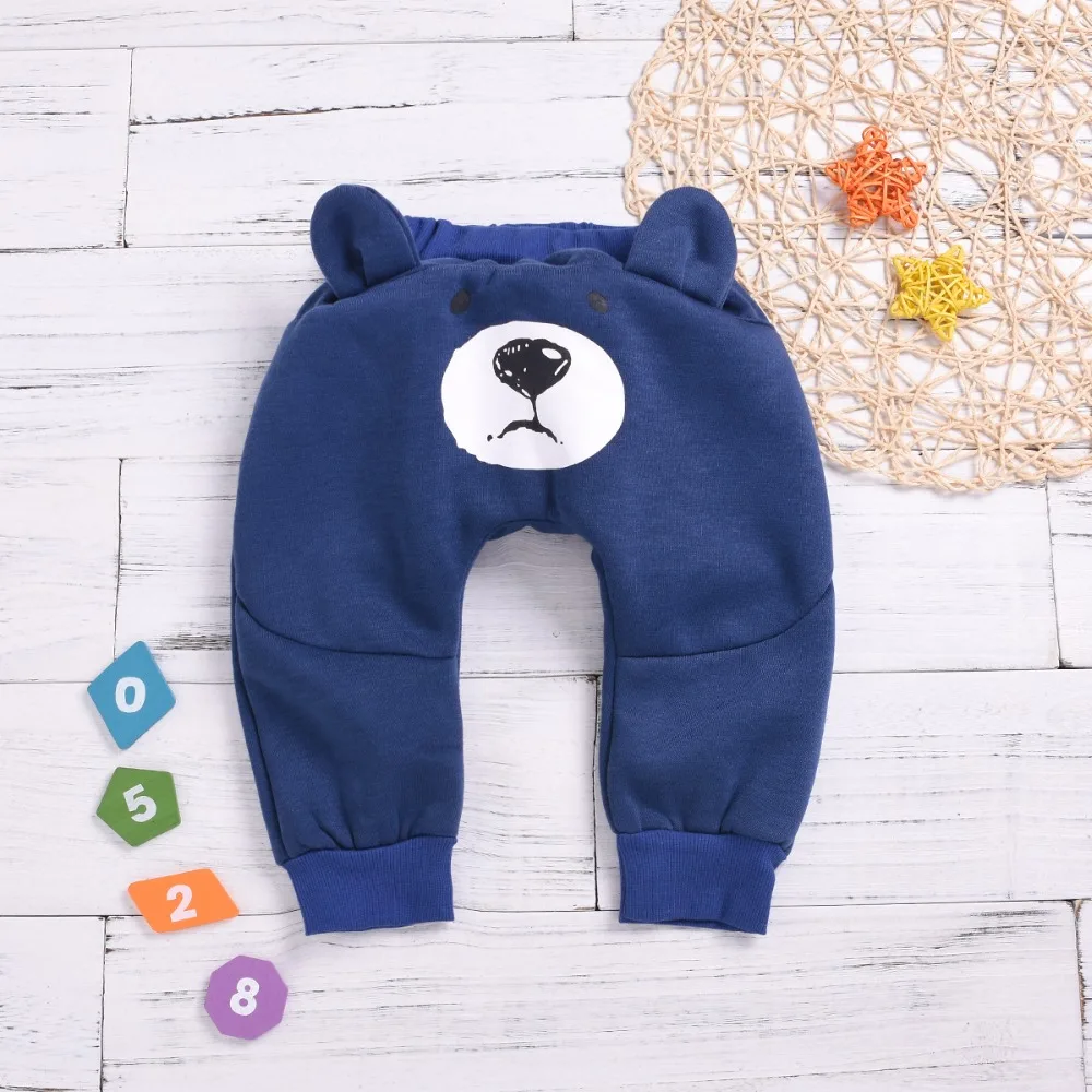 Классный дизайн новорожденных Для маленьких мальчиков девушка хлопок брюки принт мультяшного медведя детские штаны длинные Лидер продаж штаны