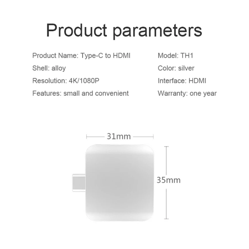 Адаптер type-C к HDMI Mini USB C Plug-and-play high definition конвертер для HDTV для компьютера и проектора монитор для MacBook huawei