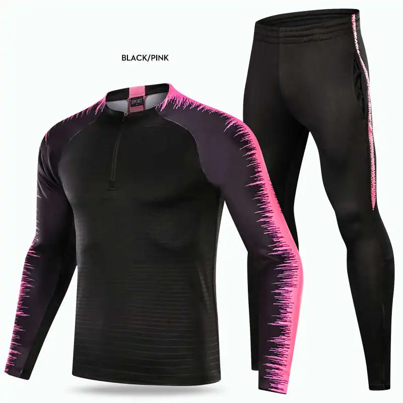 Мужской спортивный костюм для футбола Survete, Мужская футболка для футбола, футбольные трикотажные штаны, спортивный комплект, Футбольная форма на заказ, костюмы для бега - Цвет: pink