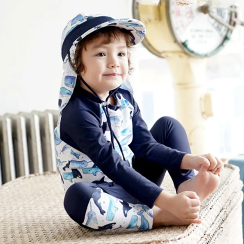 Bathing Suit For Boy Kids Swimsuit Baby Bikini Children Kid Boys Girls Cartoon Shark Top+Wave Shorts Sunsuit Swimwear Sets