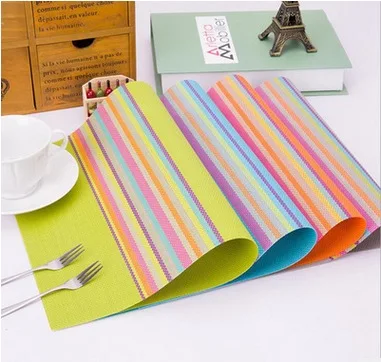 4 Pcs/lot Stripe Placemat fashion pvc dining table mat disc pads bowl pad coasters waterproof cloth slip-resistant | Дом и сад