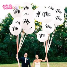 123 10 Uds. Globos redondos de látex con estampado blanco Mr & Mrs para novia para ser amor compromiso despedida de soltera suministros de decoraciones para fiestas