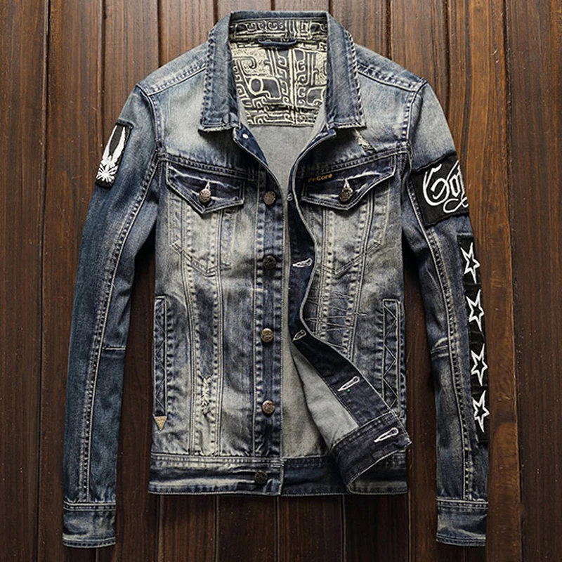2018 New Arrivals Imported Mens Biker Jeans Jacket Coats Streetwear Patchwork Pattern Designer Male Suit Denim Coats XXXL A200 2018 New Arrivals Imported Mens Biker Jeans Jacket Coats Streetwear Patchwork Pattern Designer Male Suit Denim Coats XXXL A200