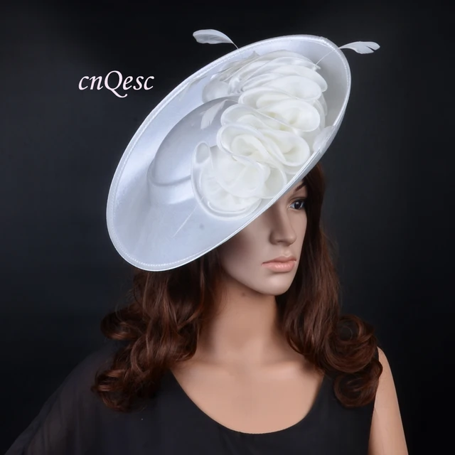 Ivory Large Saucer Base Satin Fascinator Wedding Hats For Kentucky Ivory Large Saucer Base Satin Fascinator Wedding Hats For Kentucky Derby Church Party