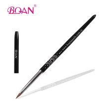 Free Shipping New Design 2# Heart Shape Glitter Black Metal Handle Pure Kolinsky 3D Nail Art Brush