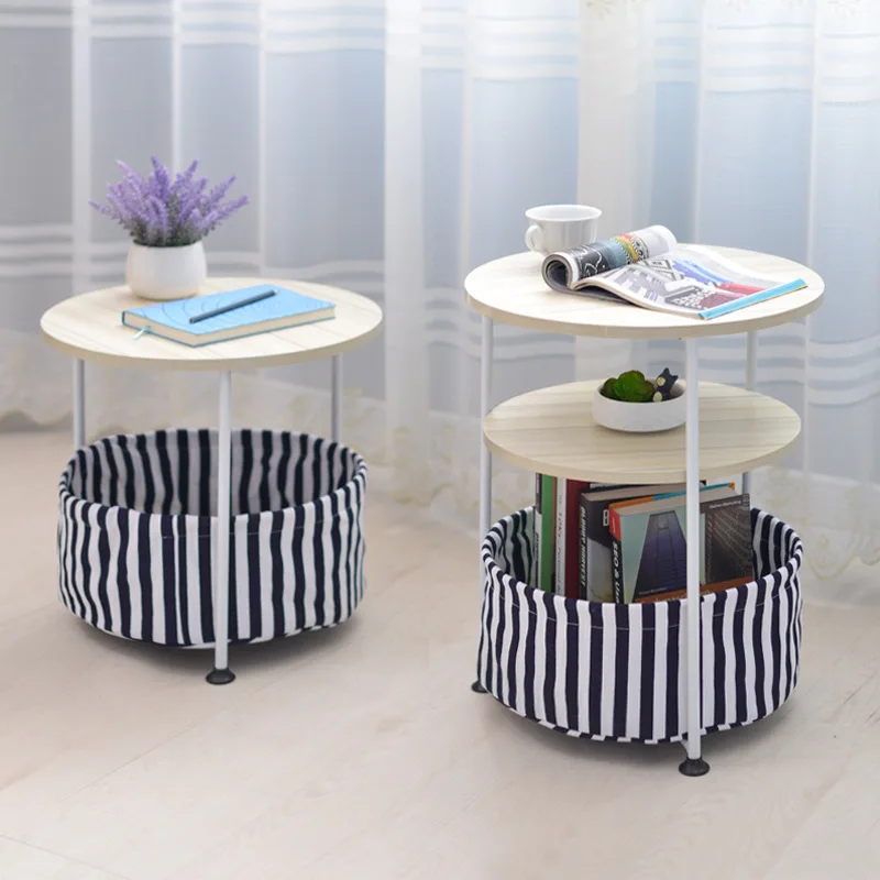 Регулируемый по высоте журнальный столик 2 и 3 слоя небольшой круглый прикроватный столик с корзиной для хранения мебели для гостиной спальни