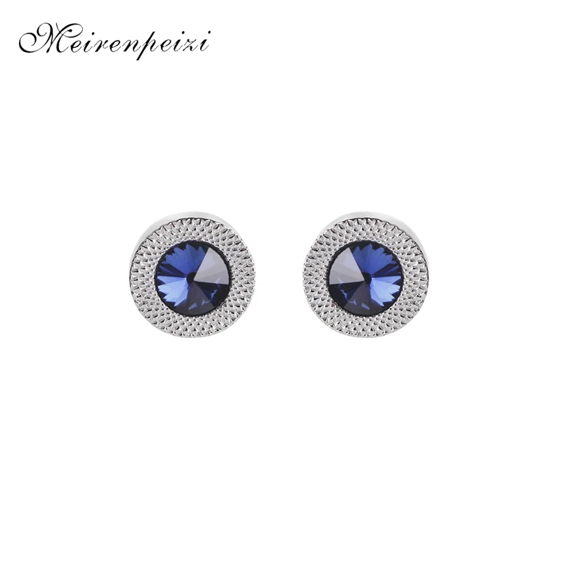 

blue zircon Cufflinks man round crystal prism Cuff Links woman big Shiny suit Shirt Cuff Buttons for wedding party