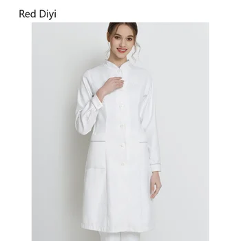 

Ladies Medical Robe beautician uniform Medical Lab Coat Hospital Doctor Slim white Nurse Uniform medical gown Overalls