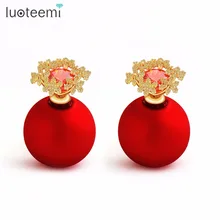 LUOTEEMI серьги-гвоздики из циркония, меди, снежинки, круглая форма, красные, синие, классические, одиночные, 16 мм* 24 мм, высокое качество, вечерние