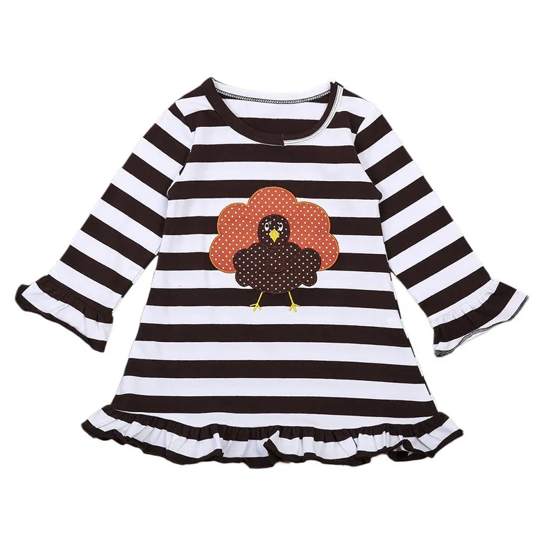 

Toddler Kids Infant Happy Baby Girls Clothes Summer Dress Casual Long Sleeve Striped Dresses Outfit Children Clothing