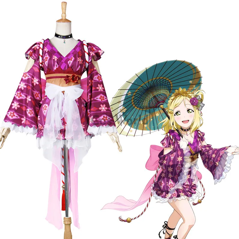 

LoveLive!Sunshine!! Aqours Ohara Mari Summer Yukata Kimono Dress Uniform Outfit Anime Cosplay Costumes
