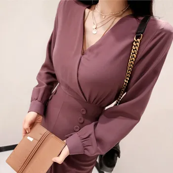 

2019 Office Ladies Double Breasted Women Jumpsuit Sexy V-Neck Elegant Jumpsuits Slim High Waist Long Playsuit