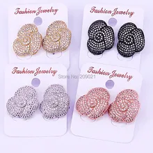 5 пар модные цветочные формы кубического циркония серьги гвоздики, Очаровательная CZ сборка украшения серьги для женщин