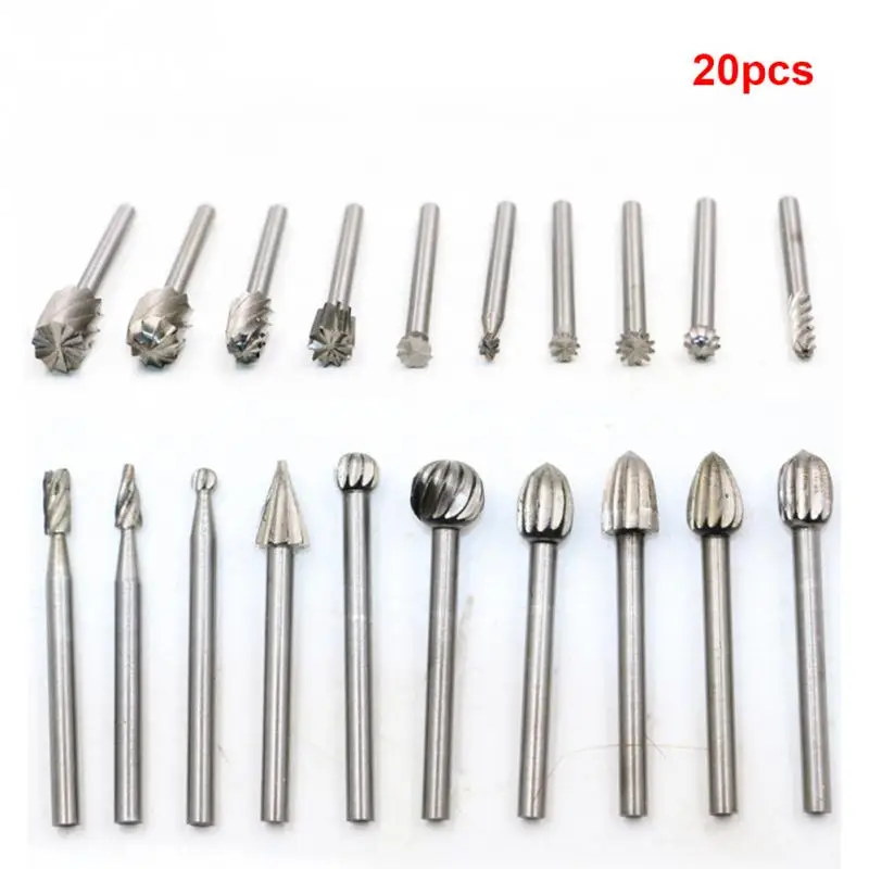 

20Pcs/Set Durable HSS Wood Milling Rotary Tool Woodworking Carving Tools Accessories Dremel Rotary Tool Carved Cutter #0304