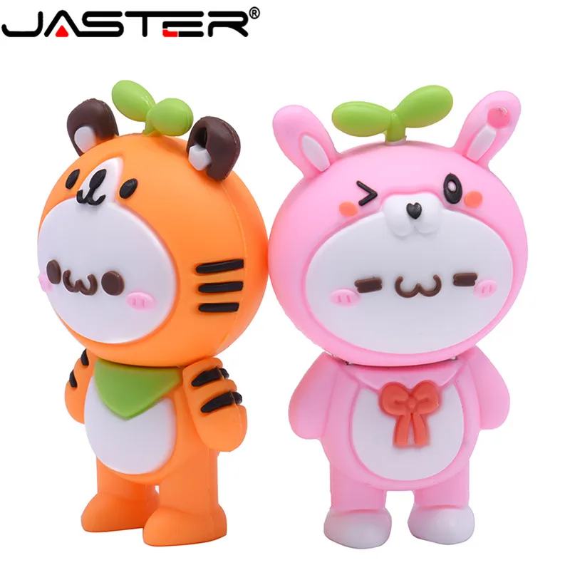 

JASTER USB 2.0 Cartoon 2019 New Budding Series Pete Monkey Little Tiger Rabbit U disk 4GB 8GB 16GB 32GB 64GB pet flash drive