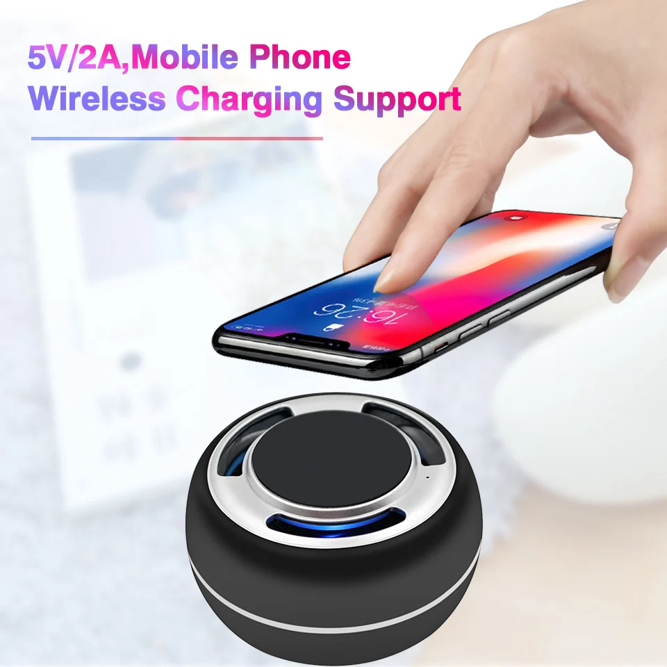 Mini TWS Bluetooth Speaker Portable Wireless speaker Sound System with microphone loudspeaker support wirless charger for phone (3)