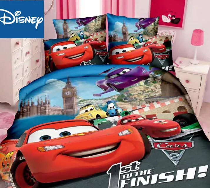 

Lightning McQueen Cars Cheaper Bedding Set Single Size For Children's Bedroom Decoration Twin Fitted Sheet Quilt Covers 3-4 pcs