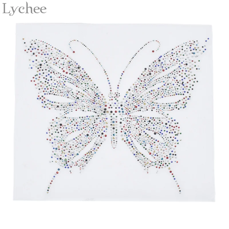 

Lychee Colorful Butterfly Hotfix Rhinestone Heat Transfer Iron On Rhinestone Motif Embellishment For Garment Bags