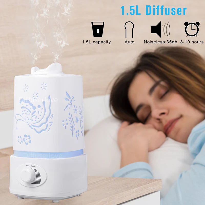 Diffuserlove 1.5L увлажнитель воздуха для дома эфирные масла диффузор Humidificador тумана 7 видов цветов светодиодный Арома диффузор Ароматерапия