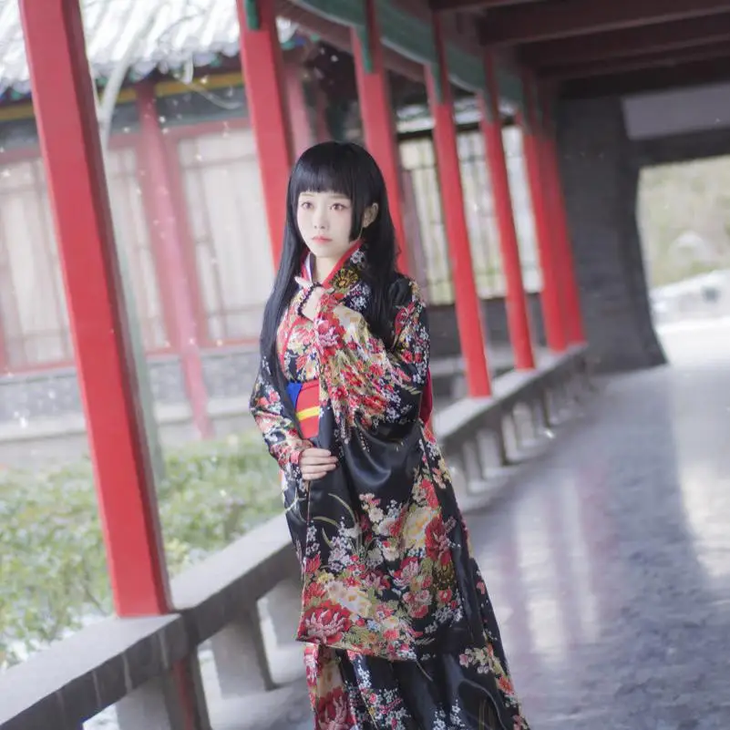 Японский карнавальный костюм с цветочным принтом, халаты гейши, новинка, вечернее платье, модные национальные тренды, женское сексуальное кимоно, платье юката