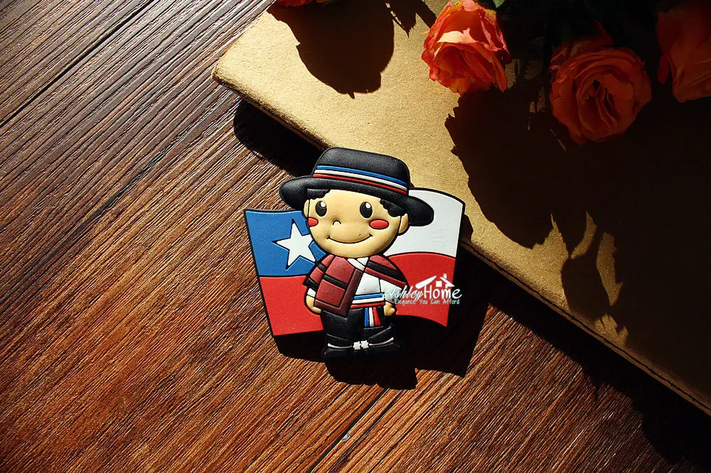 Chile Flag Little Boy Tourist Travel Souvenir Rubber Fridge GIFT