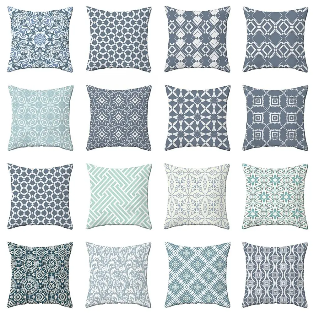 

Boniu 45*45cm Gray Striped Geometric Cushion Cover Polyester Pillowcase Decoration Home Bedroom Sofa Decor Not Filling