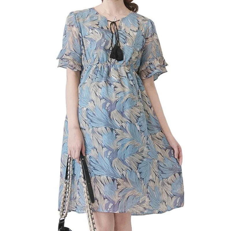Summer dress for pregnant women ruffled sleeve chiffon loose pregnant dress Vestido de embarazada elegant maternity dresses 2018