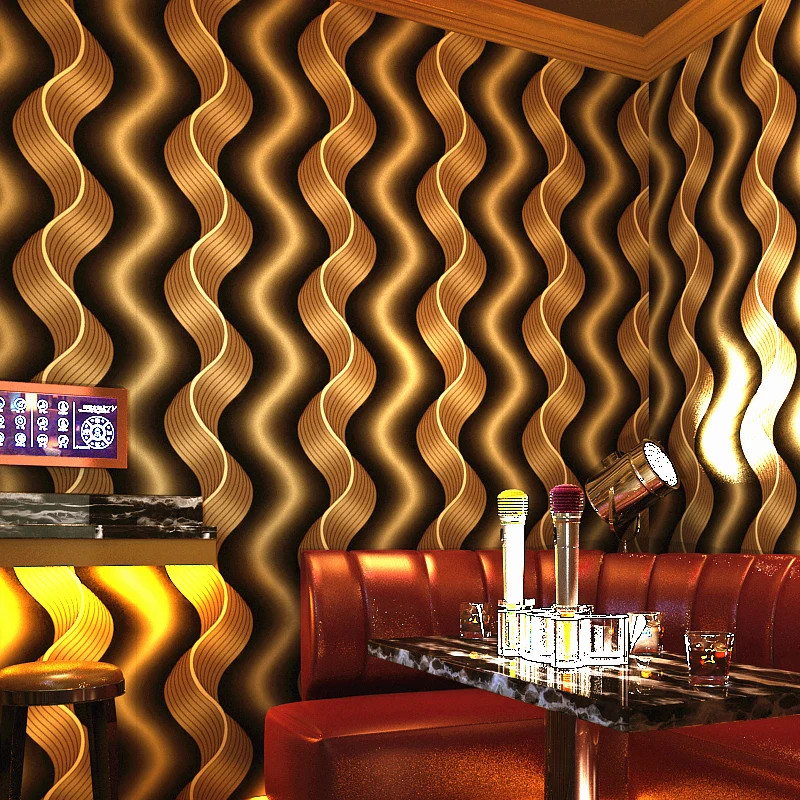 KTV reflective wallpapers pop vertical stripes wave ballroom theme room